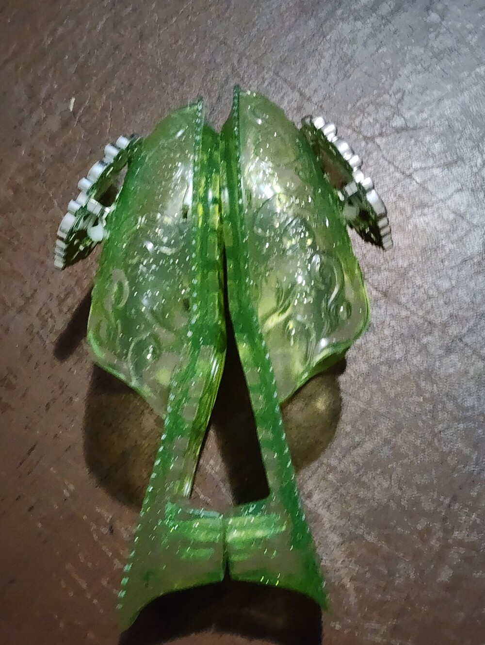 Green Jelly Princess Slippers with Portrait Medallions - Picture 7 of 9